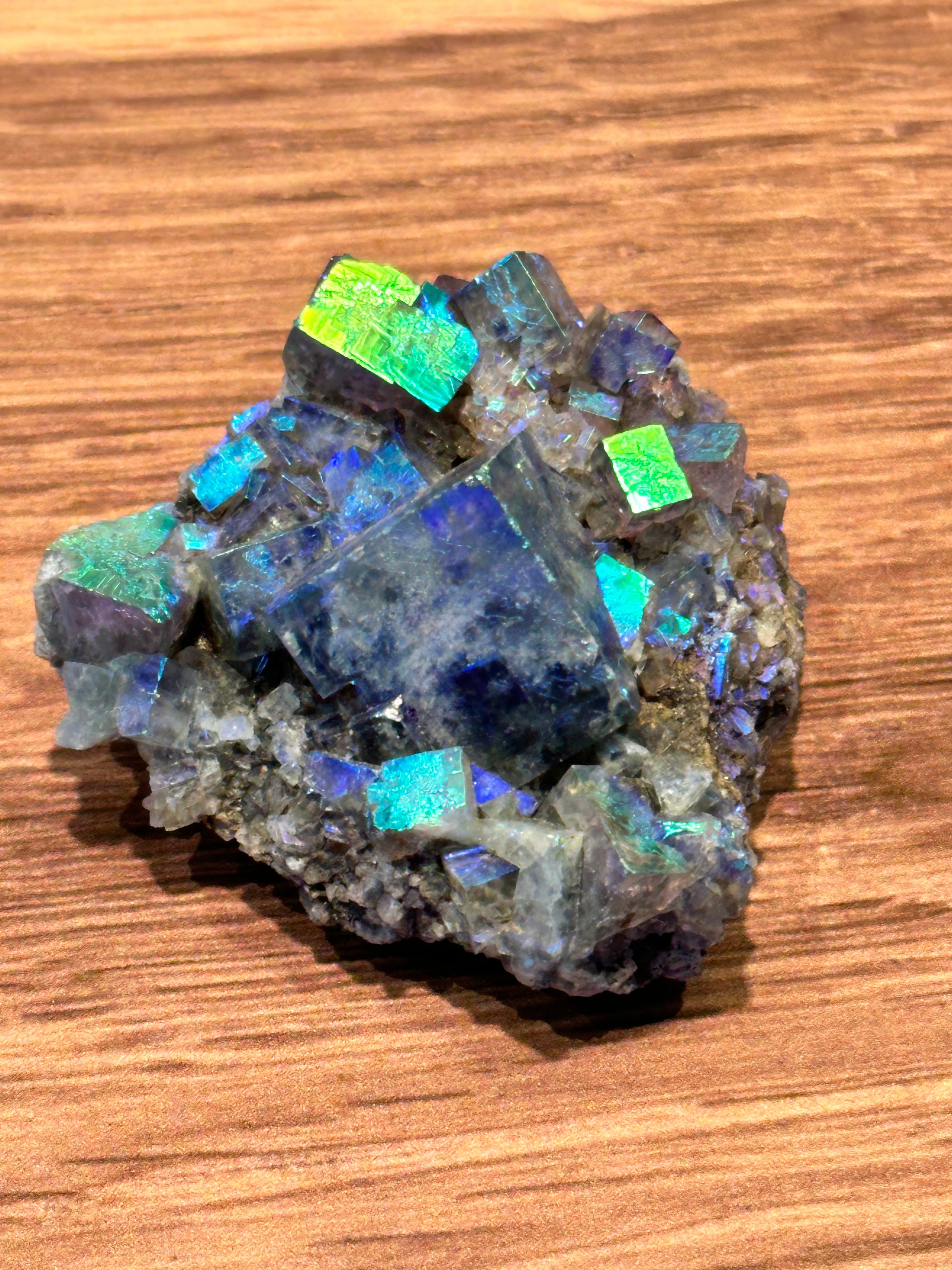 Titanium Aura Coated Rainbow Fluorite from the Diana Maria Mine, Weardale,  England